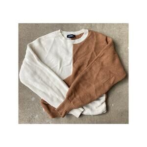 Express Two-Tone Cross Knit Sweater Small NWOT